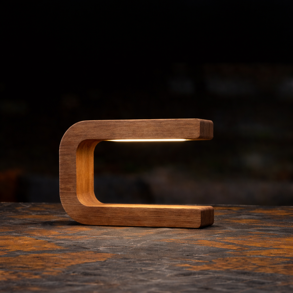 Handcrafted Walnut Rotatable U Curved Wooden Desk Lamp