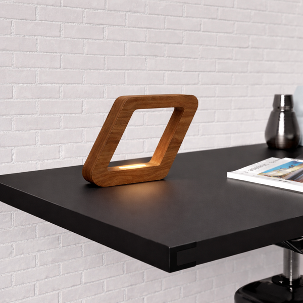 Handcrafted Walnut Rotatable Square Wooden LED Lamp