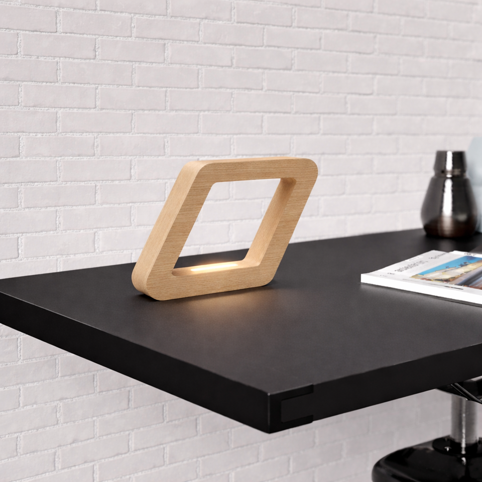 Handcrafted Oak Rotatable Square Wooden LED Lamp