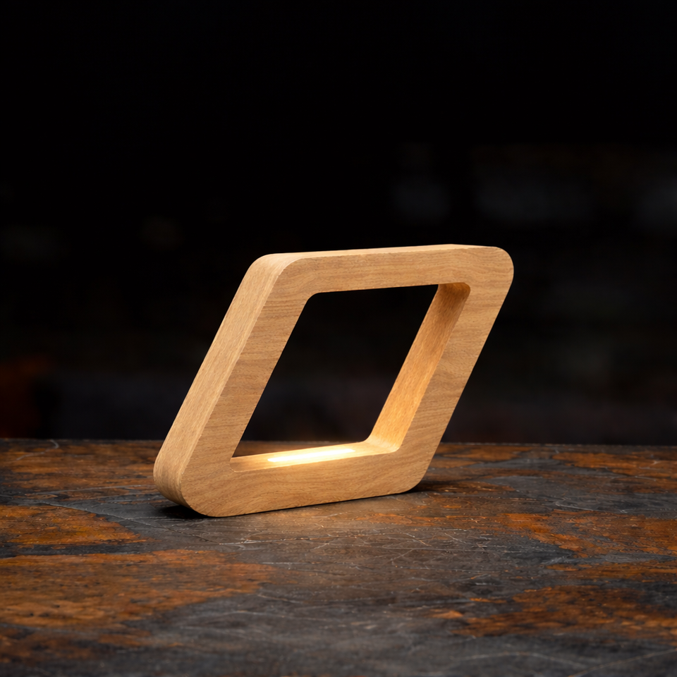 Handcrafted Oak Rotatable Square Wooden LED Lamp