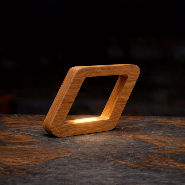 Handcrafted Walnut Rotatable Square Wooden LED Lamp