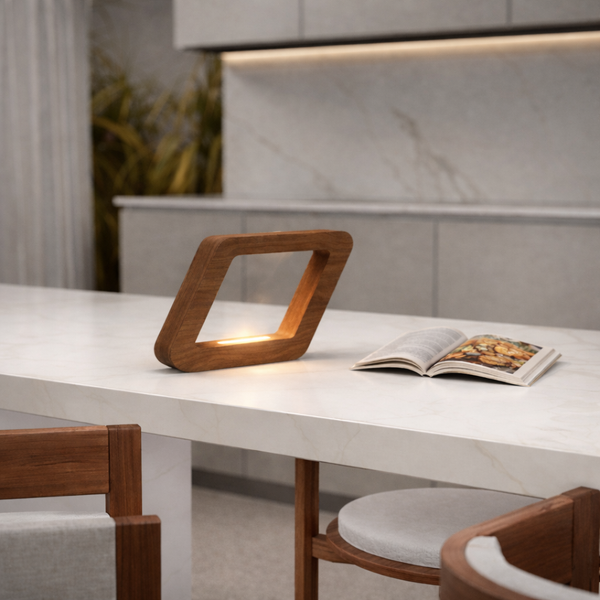 Handcrafted Walnut Rotatable Square Wooden LED Lamp