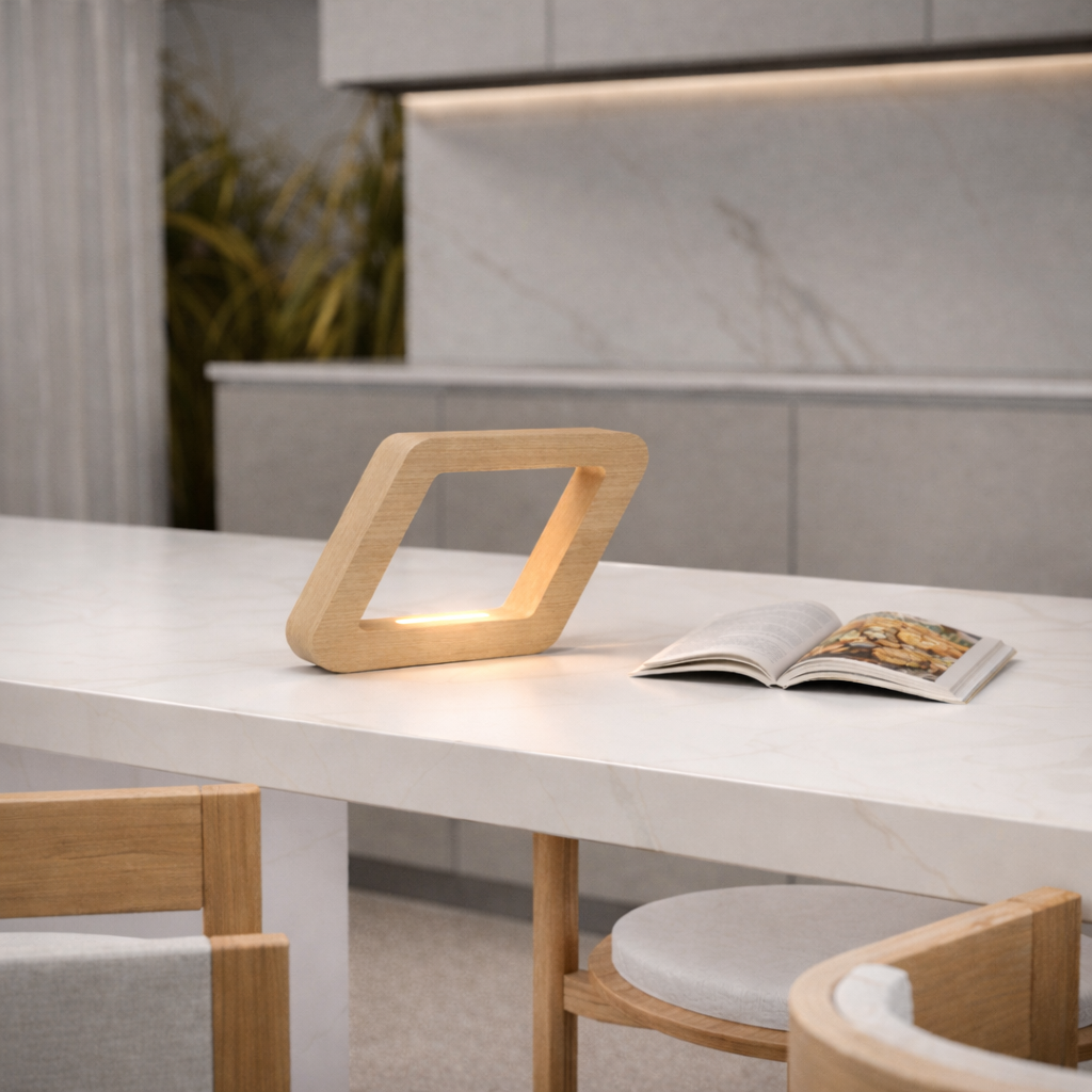 Handcrafted Oak Rotatable Square Wooden LED Lamp