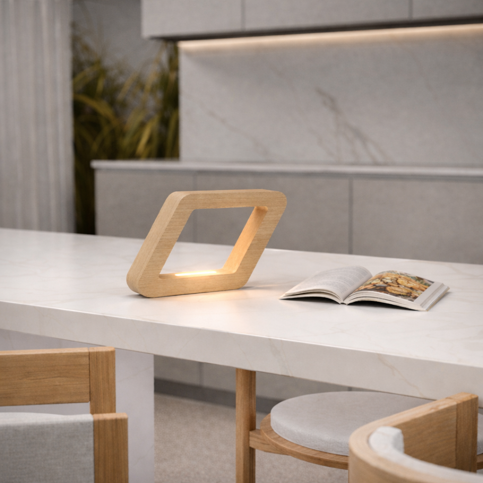 Handcrafted Oak Rotatable Square Wooden LED Lamp