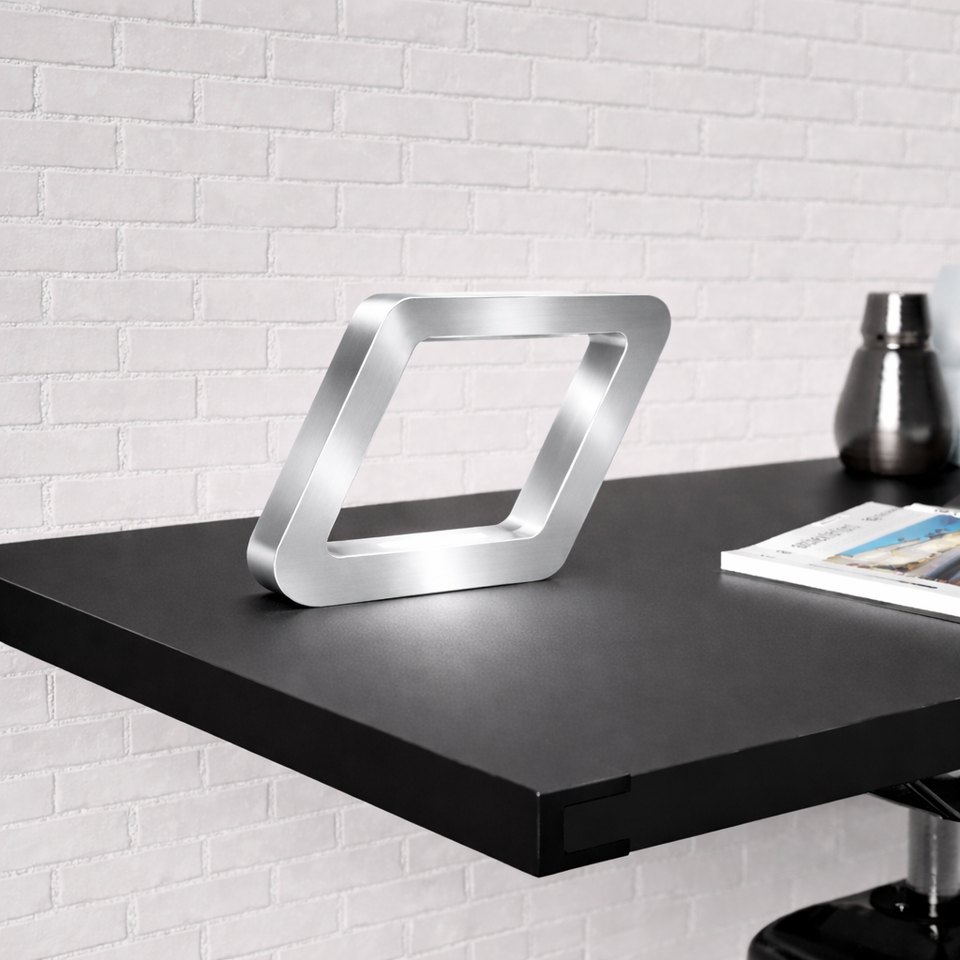 Silver Finish Handcrafted Oak Rotatable Square Wooden Lamp