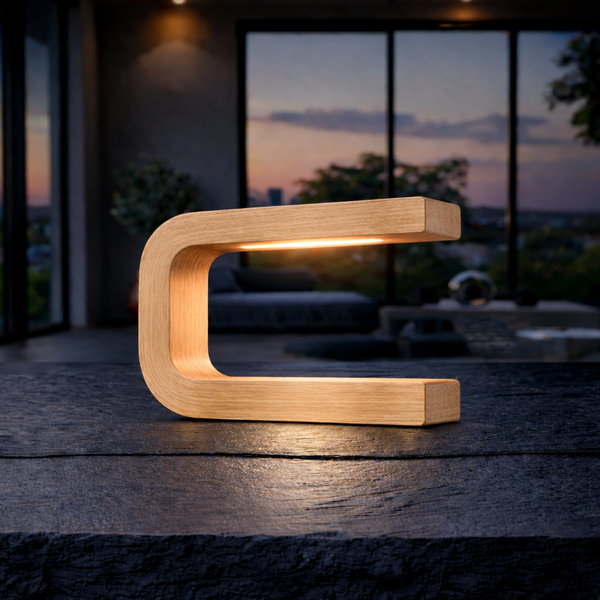 Handcrafted Oak Rotatable U-Shape Curved Lamp
