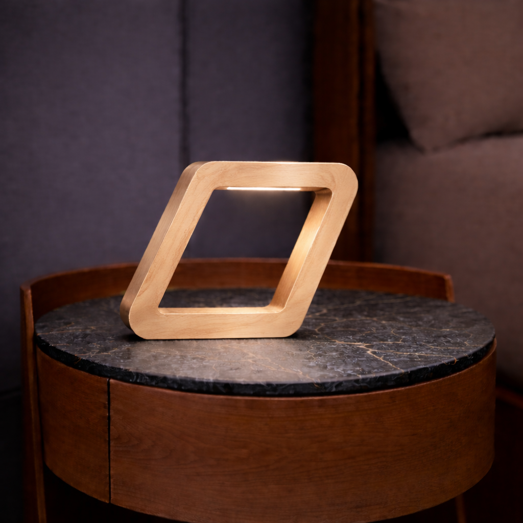 Handcrafted Oak Rotatable Square Wooden LED Lamp