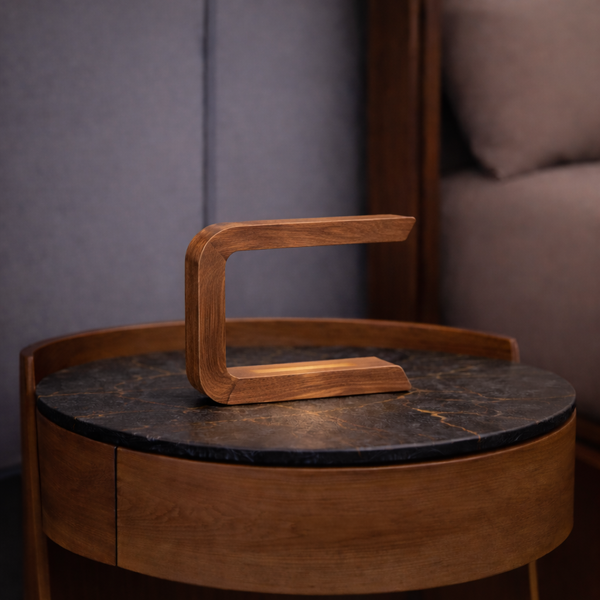 Geometric Walnut Rotatable Wooden Lamp, Designer Desk Lamp