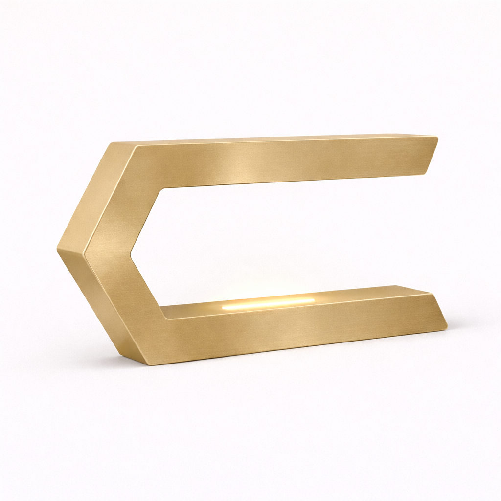 Gold Finish Handcrafted Oak Rotatable C-Shaped Wooden LED Lamp