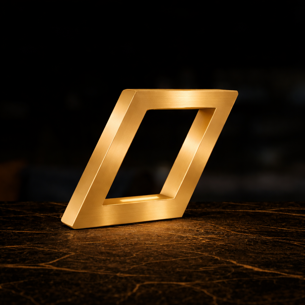 Gold Finish Handcrafted Oak Rotatable Square Wooden Lamp