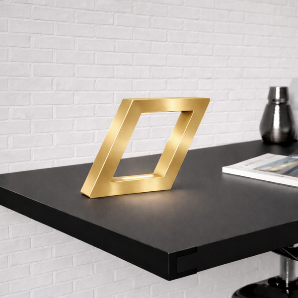 Gold Finish Handcrafted Oak Rotatable Square Wooden Lamp