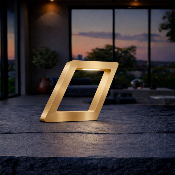 Gold Finish Handcrafted Oak Rotatable Square Wooden Lamp