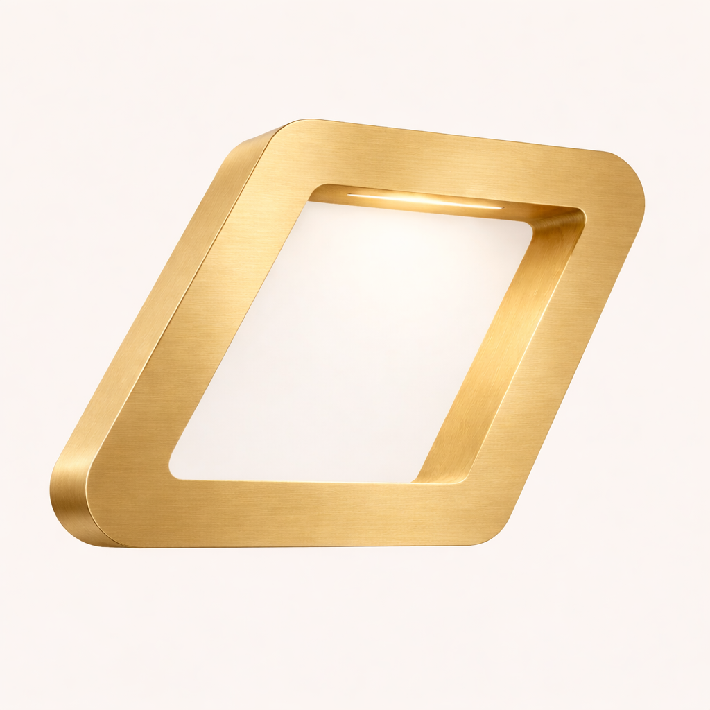 Gold Finish Handcrafted Oak Rotatable Square Wooden Lamp