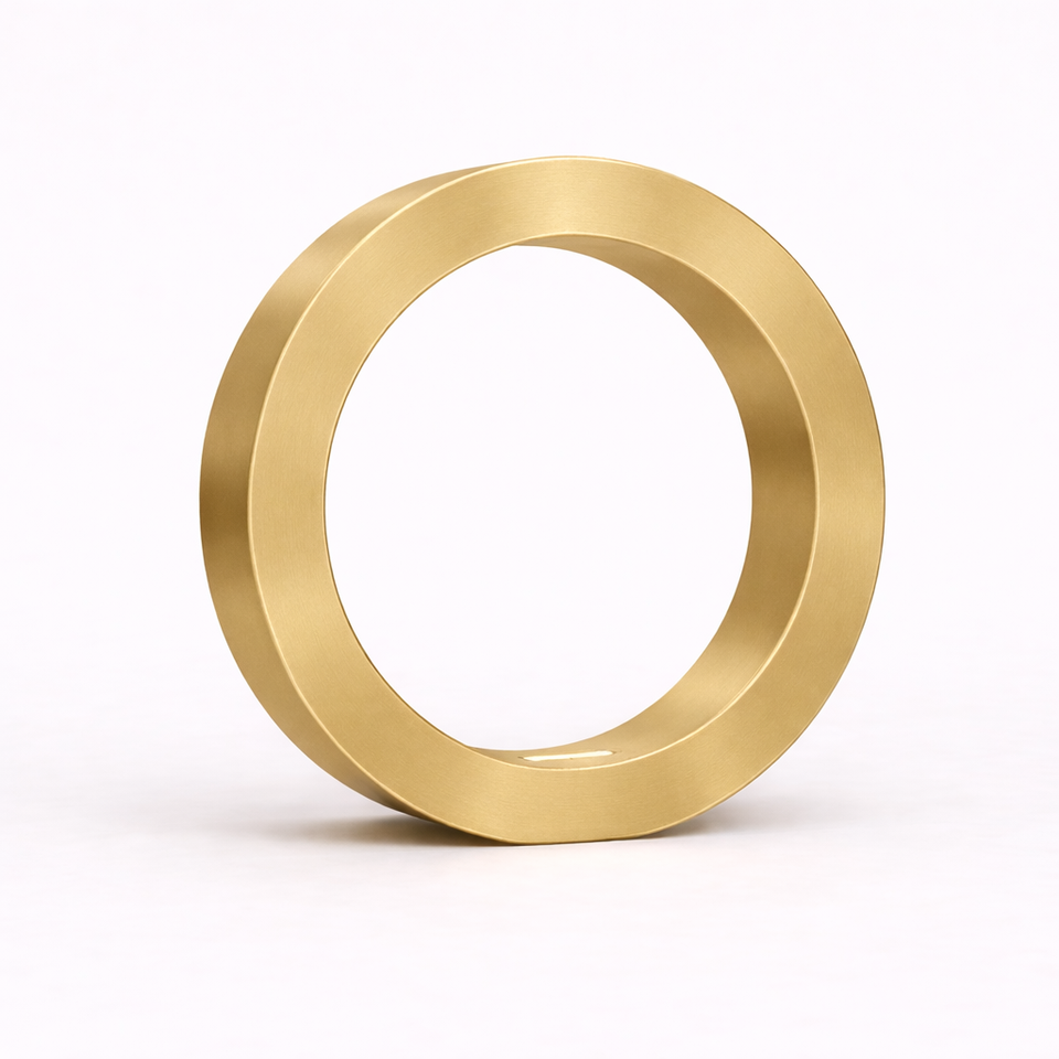 Gold Finish Handcrafted Wooden Oak Rotatable Circle Lamp