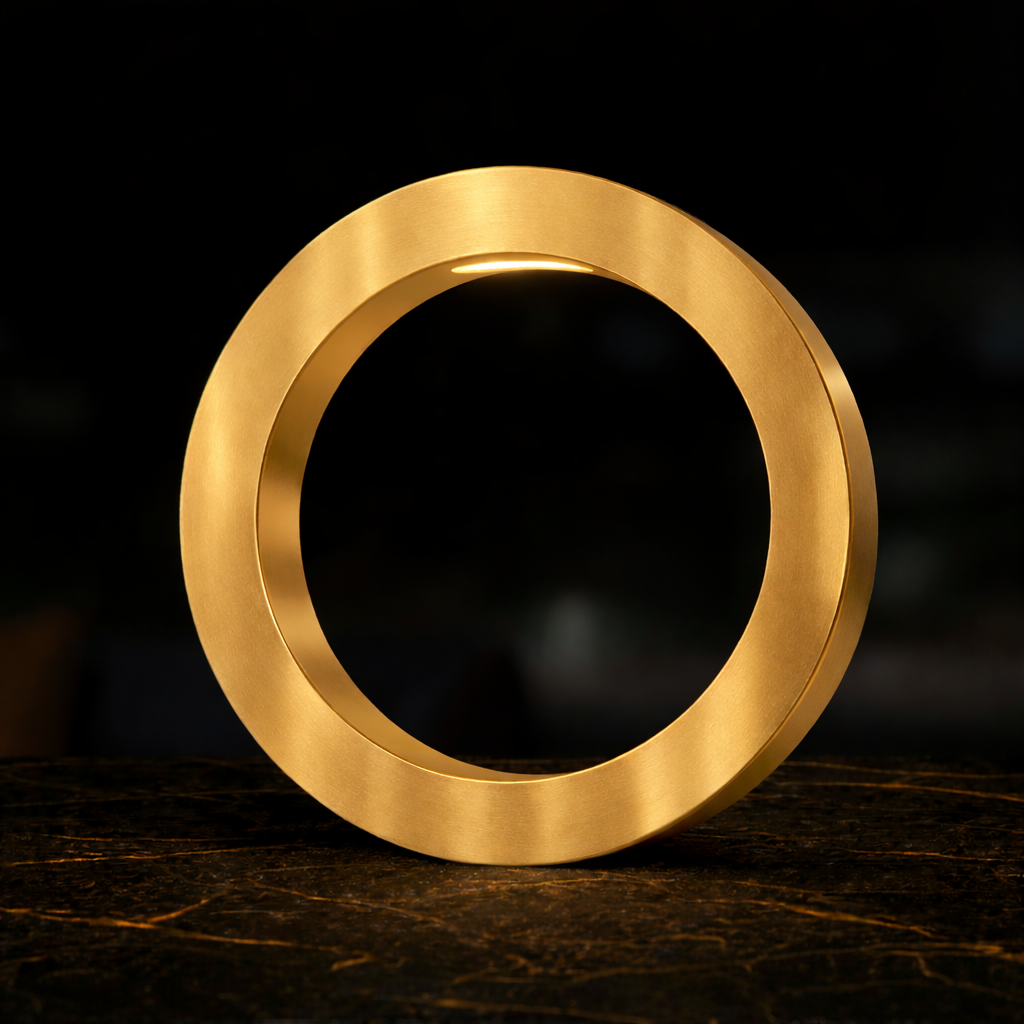 Gold Finish Handcrafted Wooden Oak Rotatable Circle Lamp