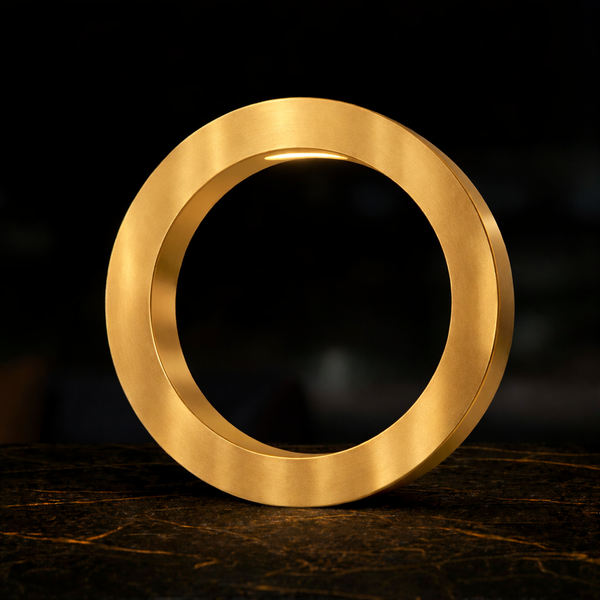 Gold Finish Handcrafted Wooden Oak Rotatable Circle Lamp