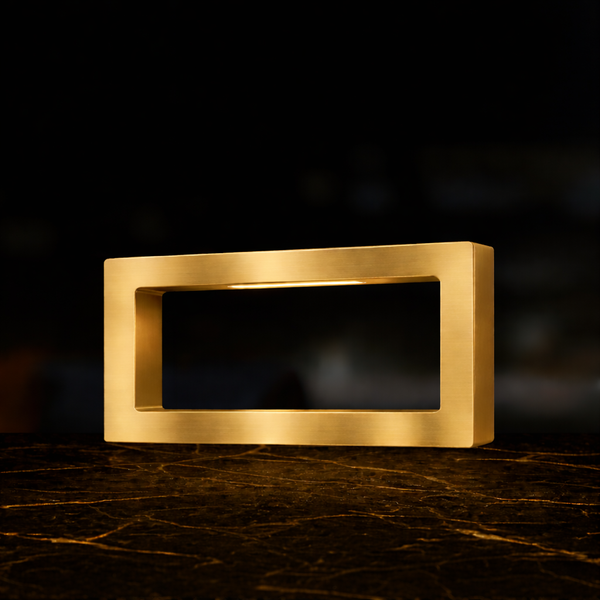 Gold Finish Handcrafted Oak Rotatable Rectangular Wooden LED Lamp