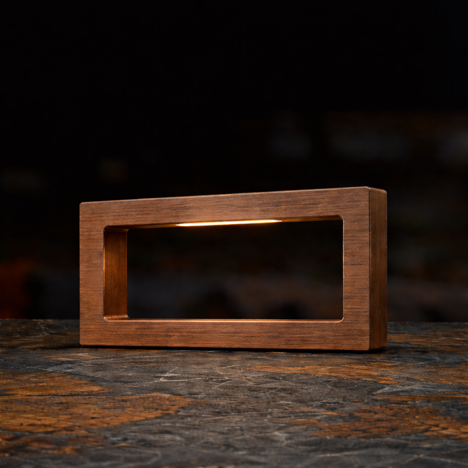 Handcrafted Walnut Rotatable Rectangular Wooden LED Lamp