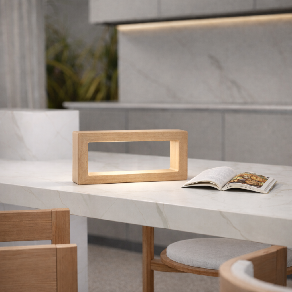 Handcrafted Oak Rotatable Rectangular Wooden LED Lamp