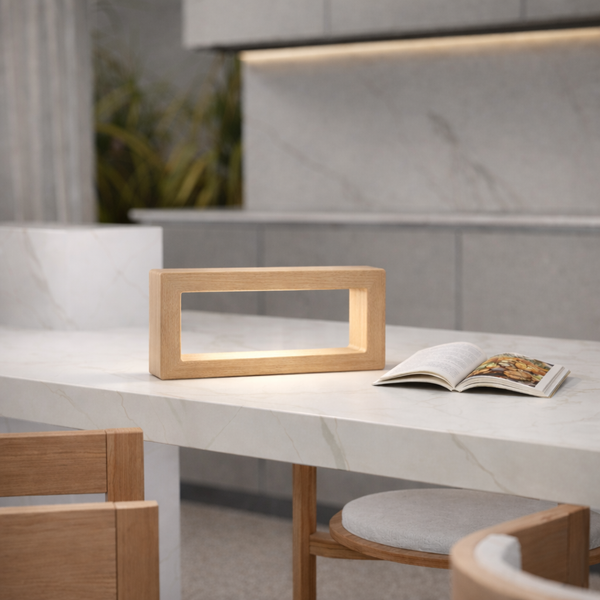 Handcrafted Oak Rotatable Rectangular Wooden LED Lamp
