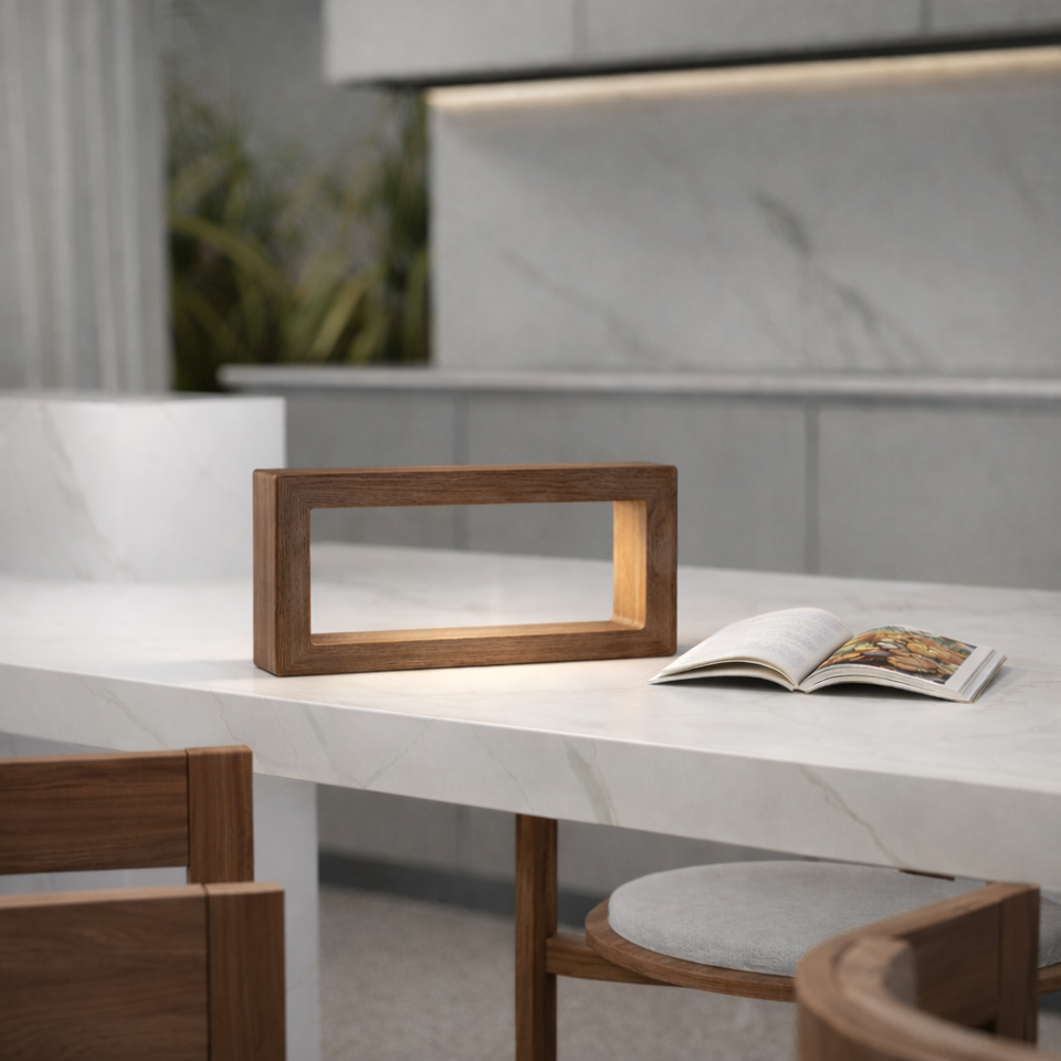 Handcrafted Walnut Rotatable Rectangular Wooden LED Lamp