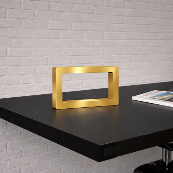 Gold Finish Handcrafted Oak Rotatable Rectangular Wooden LED Lamp