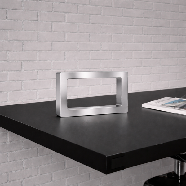 Silver Finish Handcrafted Oak Rotatable Rectangular Wooden Lamp