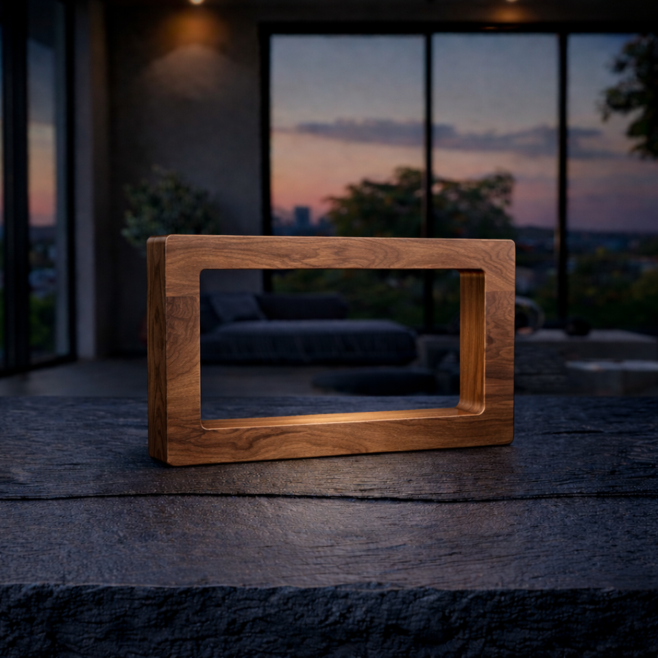 Handcrafted Walnut Rotatable Rectangular Wooden LED Lamp