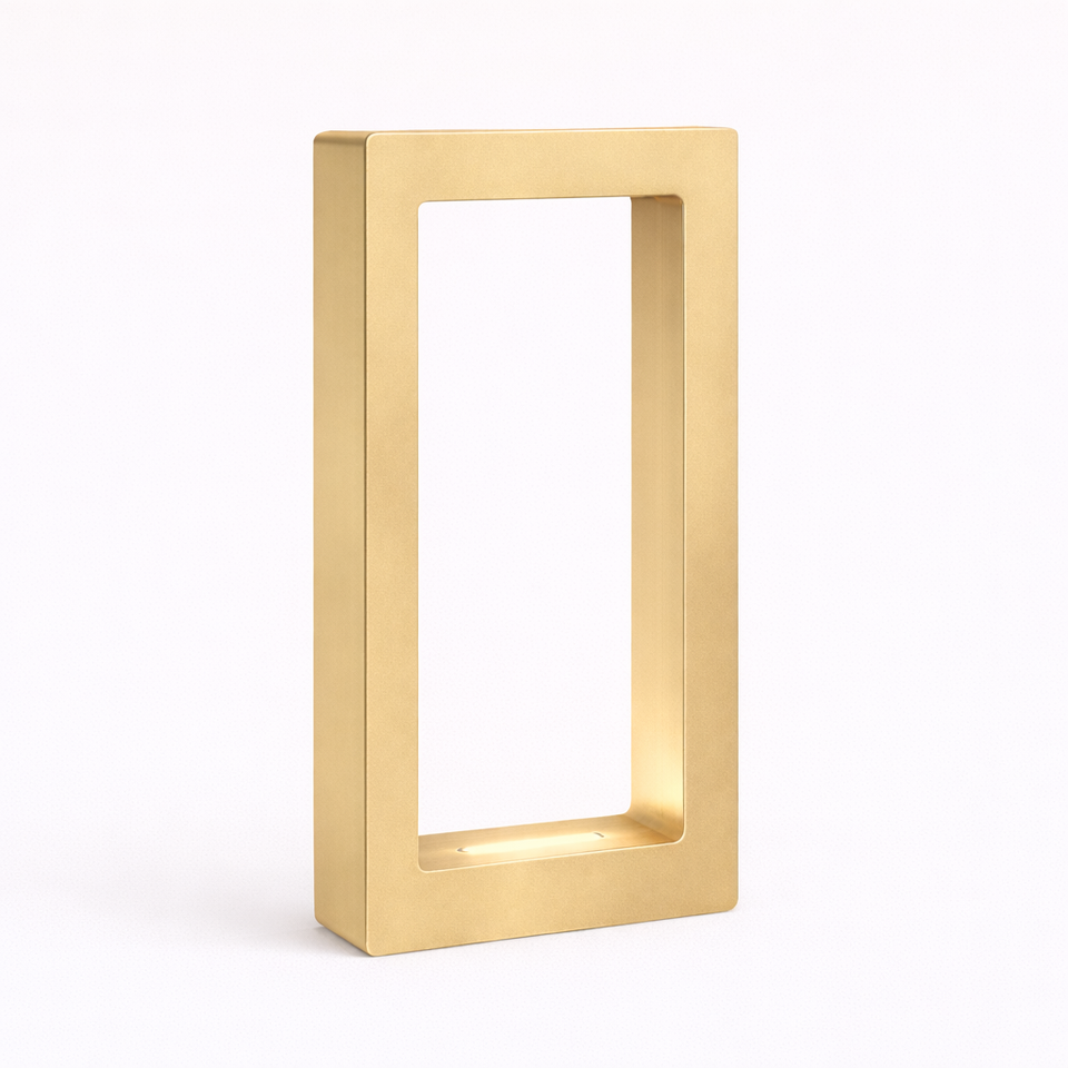 Gold Finish Handcrafted Oak Rotatable Rectangular Wooden Lamp