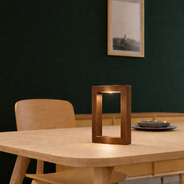 Handcrafted Walnut Rotatable Rectangular Wooden LED Lamp