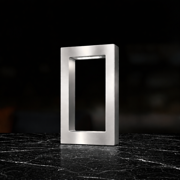 Silver Finish Handcrafted Oak Rotatable Rectangular Wooden Lamp