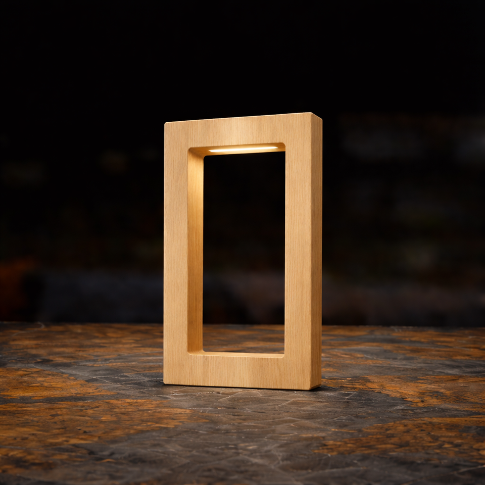Handcrafted Oak Rotatable Rectangular Wooden LED Lamp