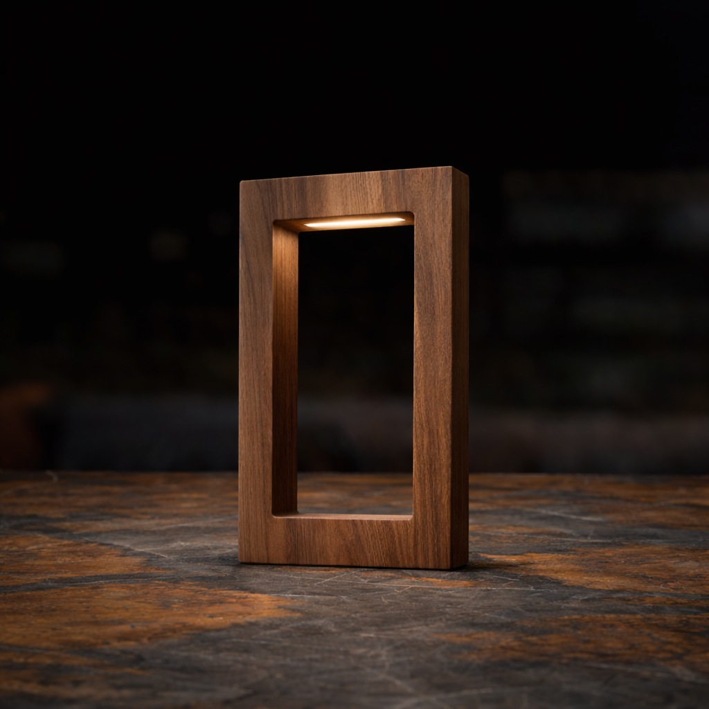 Handcrafted Walnut Rotatable Rectangular Wooden LED Lamp