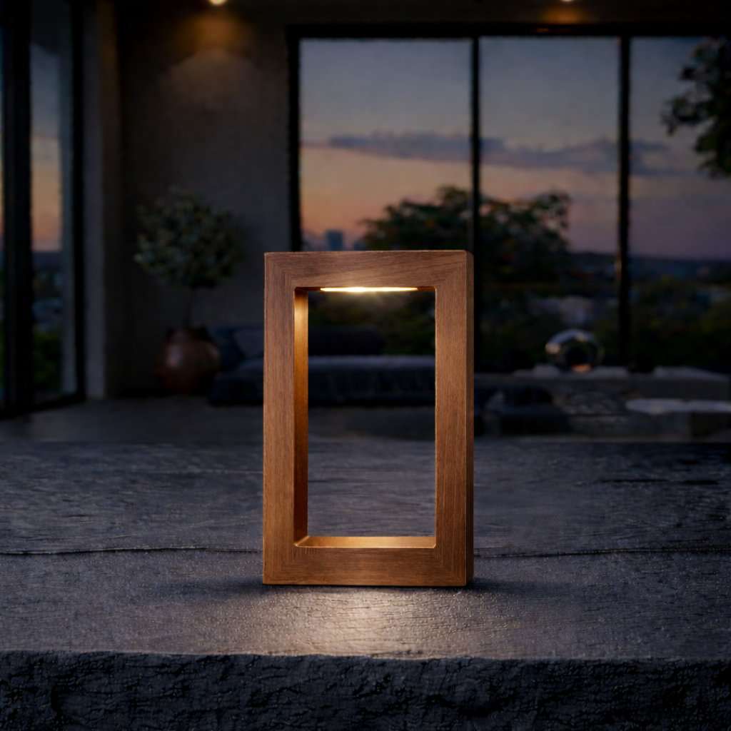 Handcrafted Walnut Rotatable Rectangular Wooden LED Lamp