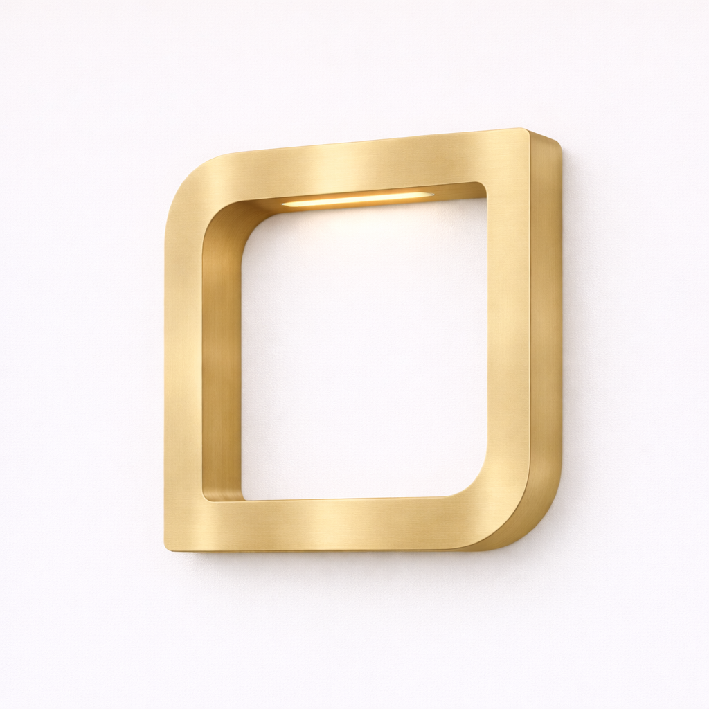 Gold Finish Handcrafted Oak Rotatable Square Wooden LED Lamp