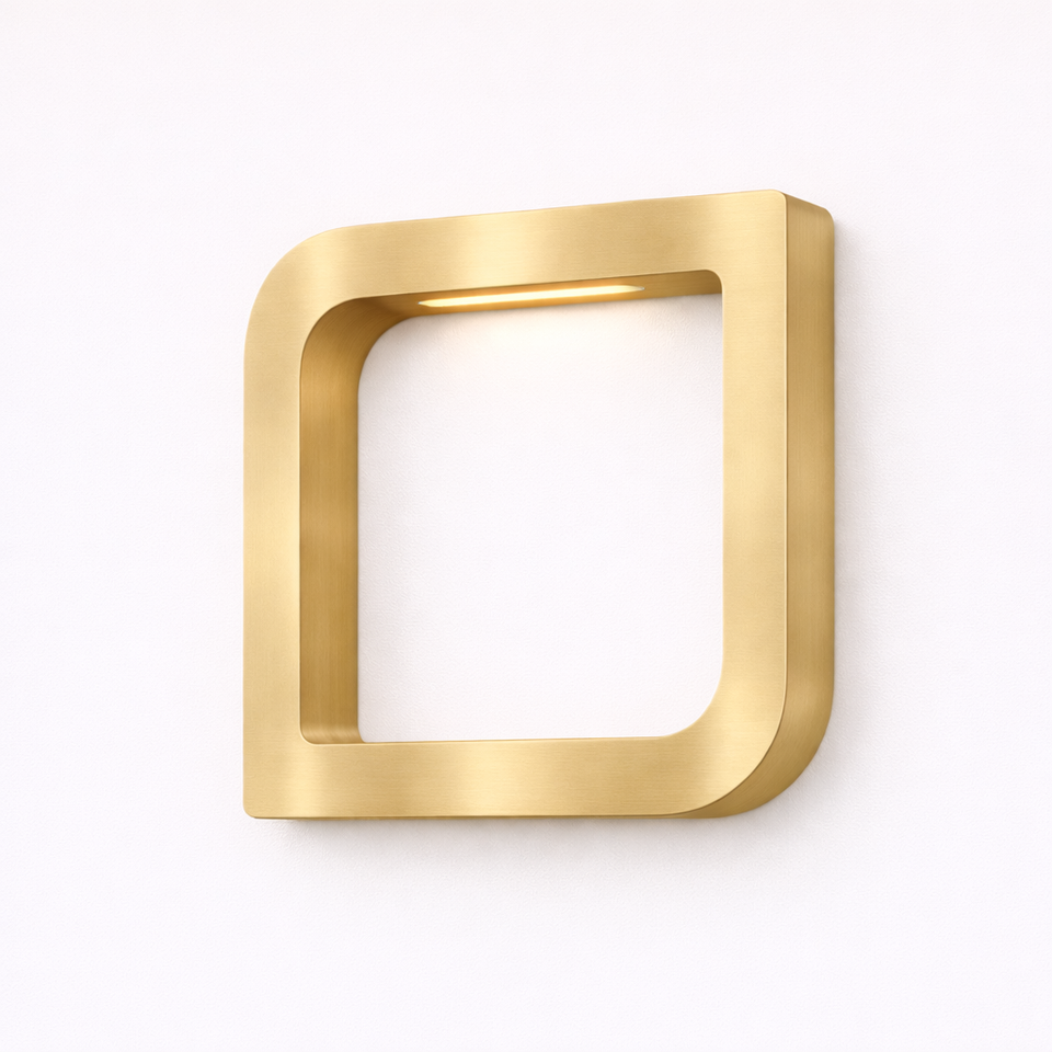 Gold Finish Handcrafted Oak Rotatable Square Wooden LED Lamp