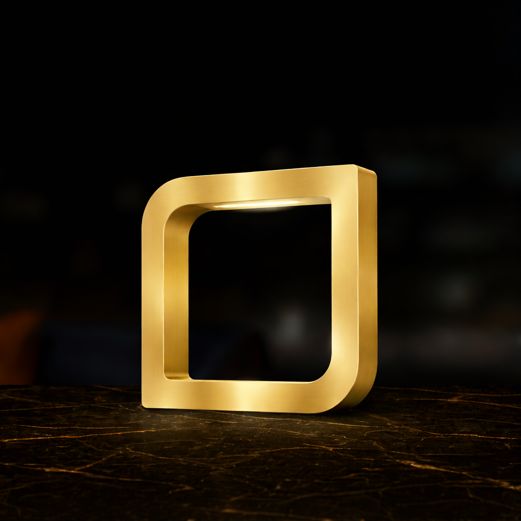 Gold Finish Handcrafted Oak Rotatable Square Wooden LED Lamp