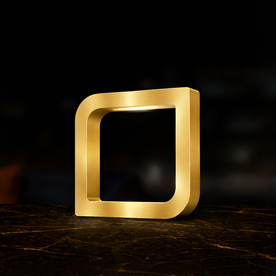 Gold Finish Handcrafted Oak Rotatable Square Wooden LED Lamp