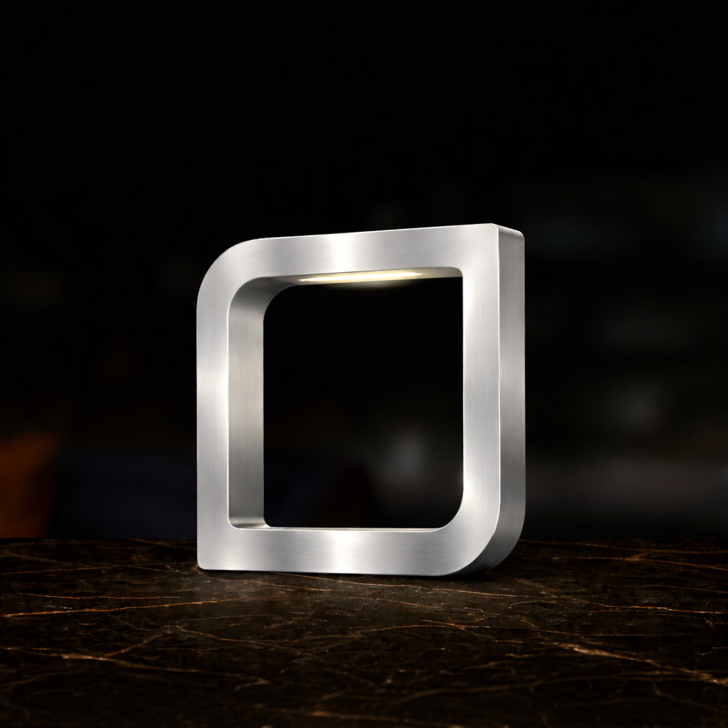 Silver Finish Handcrafted Oak Rotatable Square Wooden LED Lamp