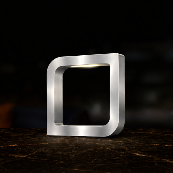 Silver Finish Handcrafted Oak Rotatable Square Wooden LED Lamp