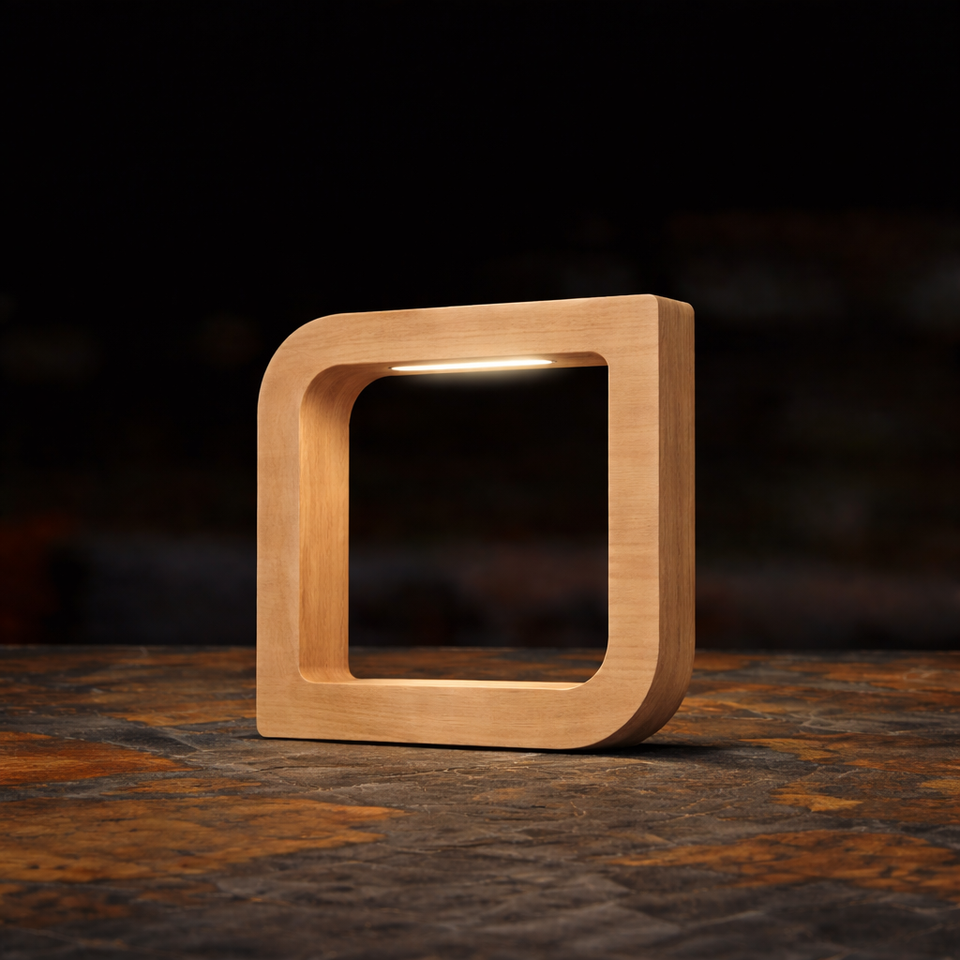 Handcrafted Oak Rotatable Square Wooden LED Lamp