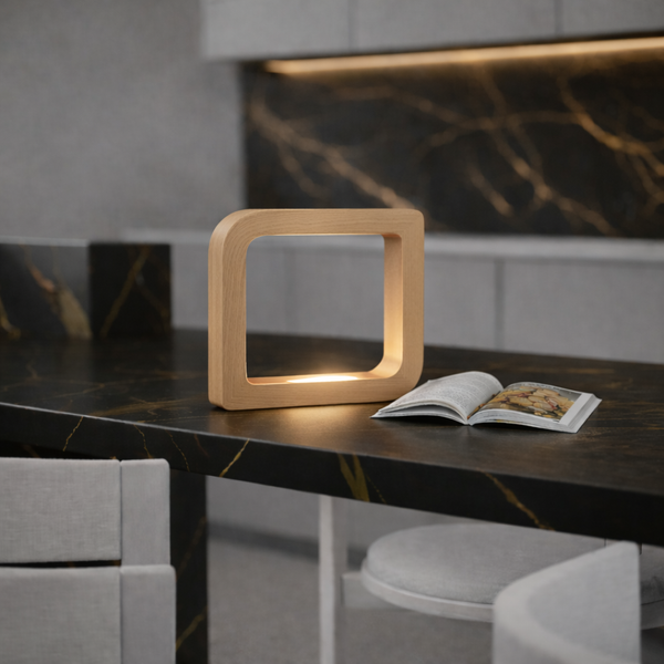 Handcrafted Oak Rotatable Square Wooden LED Lamp
