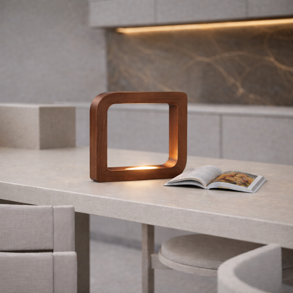 Handcrafted Walnut Rotatable Square Wooden LED Lamp