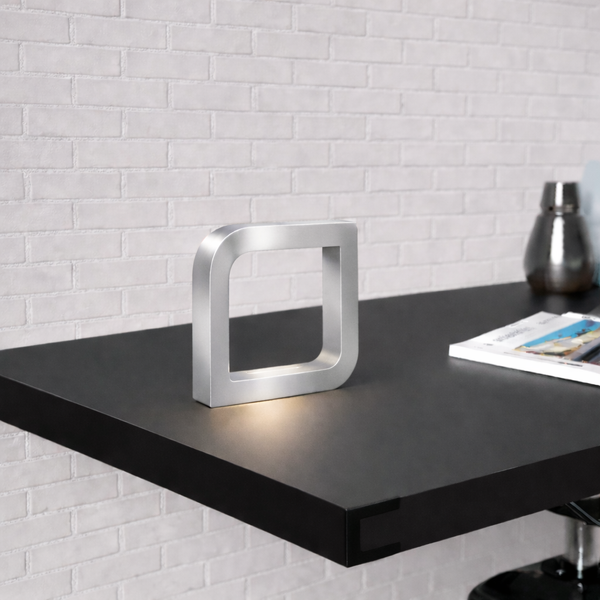 Silver Finish Handcrafted Oak Rotatable Square Wooden LED Lamp