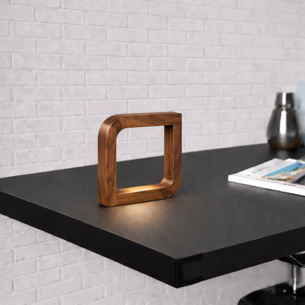 Handcrafted Walnut Rotatable Square Wooden LED Lamp