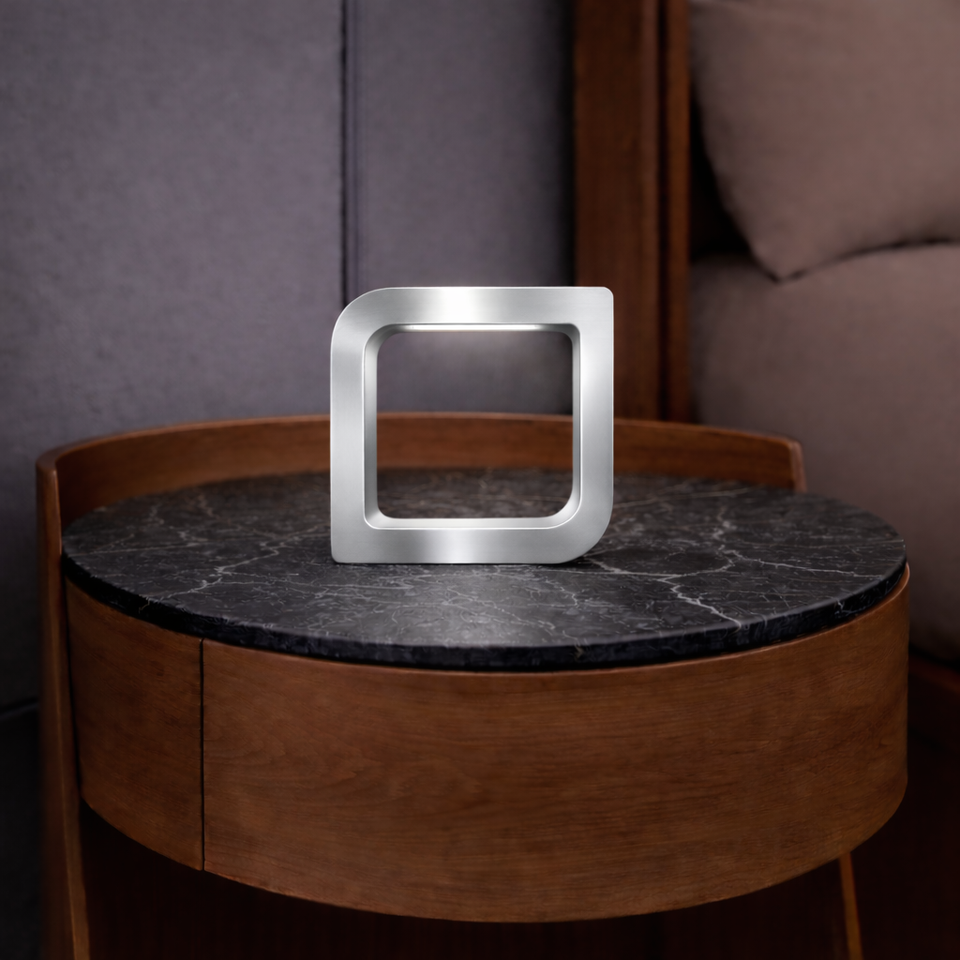 Silver Finish Handcrafted Oak Rotatable Square Wooden LED Lamp