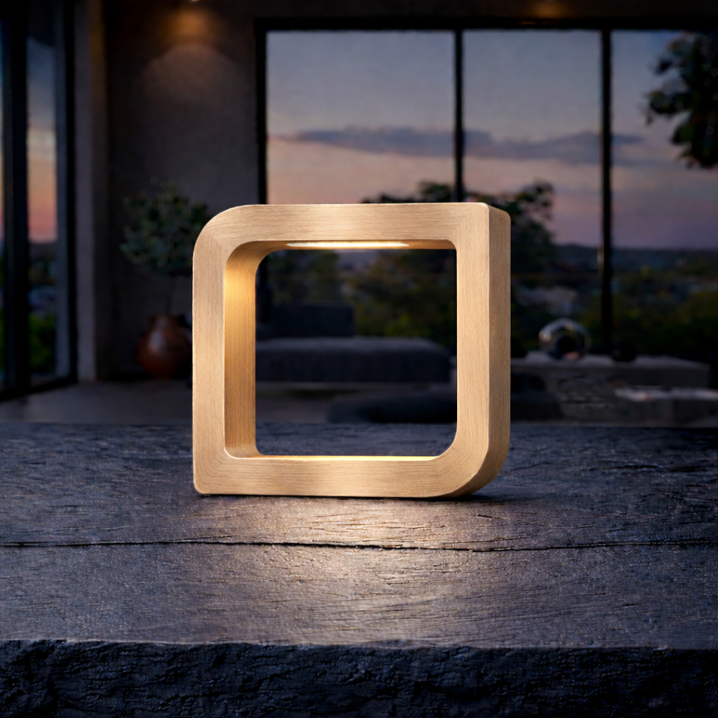 Handcrafted Oak Rotatable Square Wooden LED Lamp