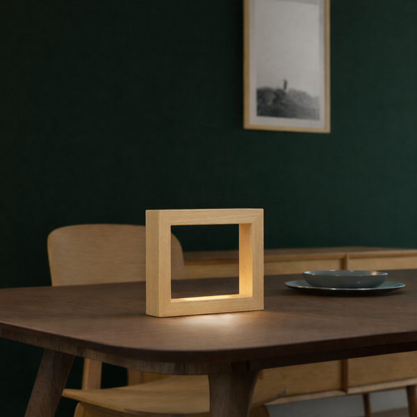 Handcrafted Oak Rotatable  Square Wooden LED Desk Lamp