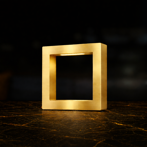 Gold Finish Handcrafted Oak Rotatable Square Wooden LED Desk Lamp