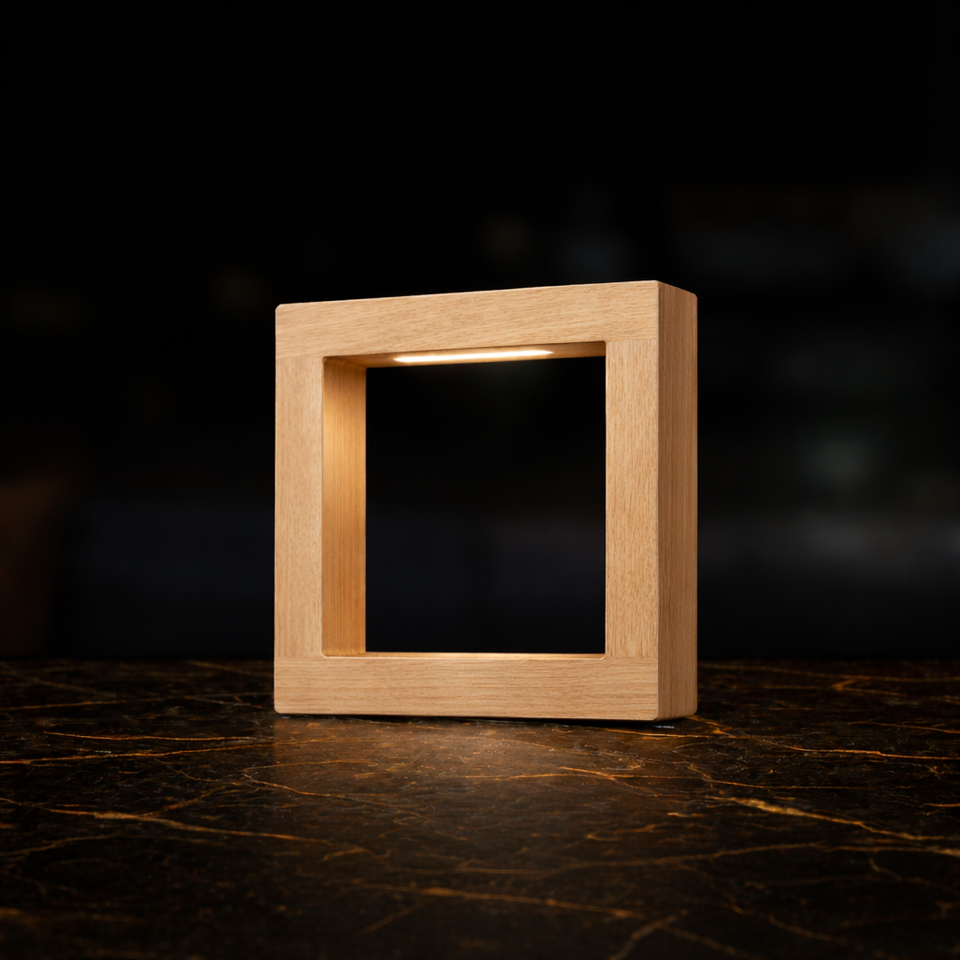 Handcrafted Oak Rotatable  Square Wooden LED Desk Lamp